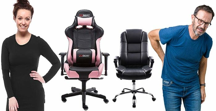 Women can benefit remendously by using a gaming chair while working Man and woman using office chairs