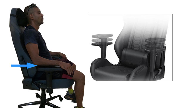 Second, adjust the armrests so they bear some of your weight Gaming chair armrest adjustments