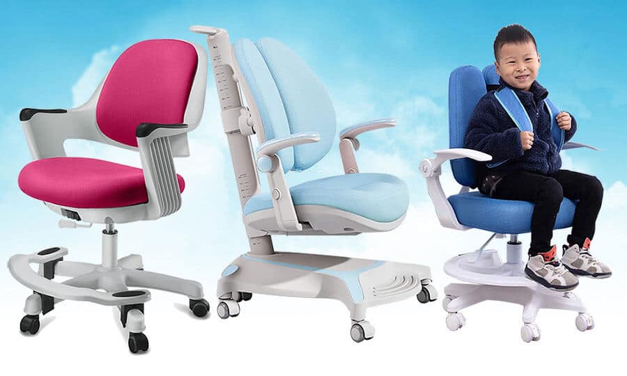 Blue Office Chair Children Student Ergonomic Desk Seat Correct Posture X-Base 